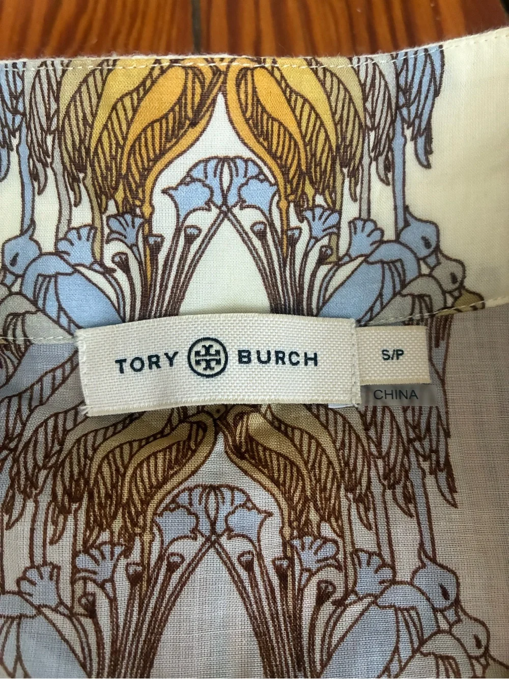 Tory Burch Sand Deco Crane Print Tunic